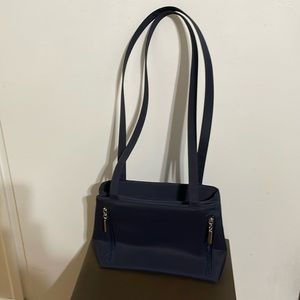 Studio 33 Dark navy satin shoulder bag with silver accessories